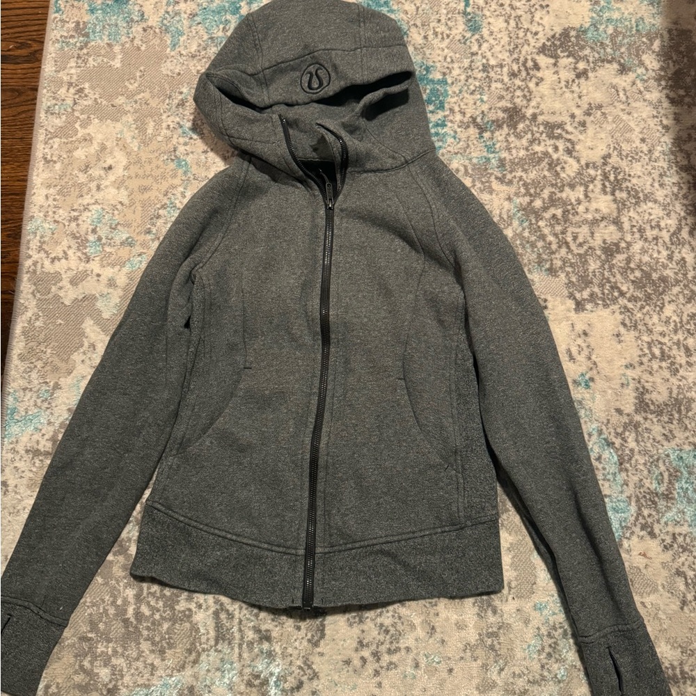lululemon full zip scuba, grey, size 2